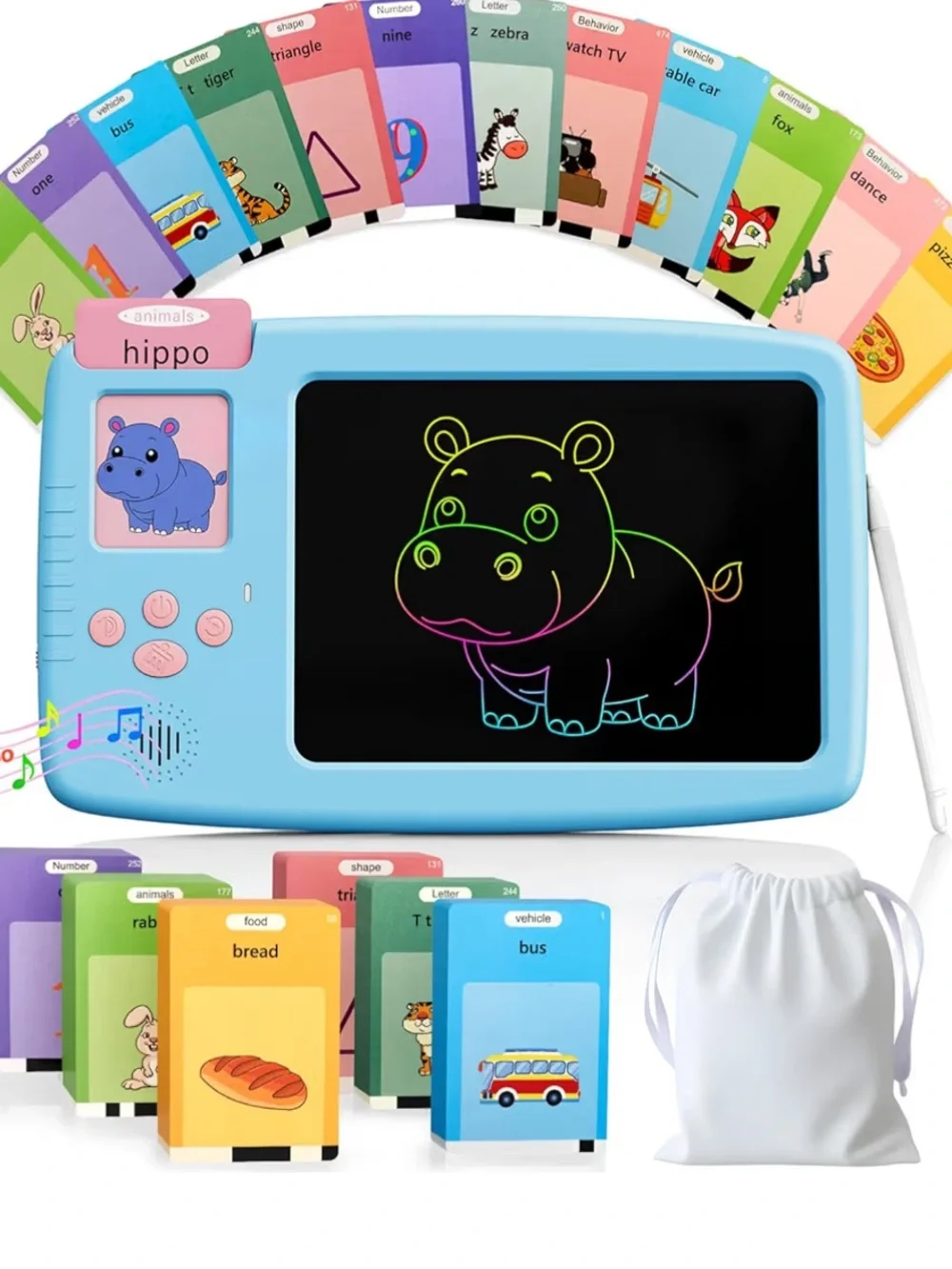 LCD Writing Tablet with Sight Words, Montessori Language Learning